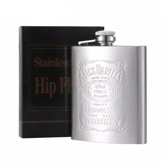 Фляжка HIP Flask Jack Daniels, 7 OZ (115 г), нержавеющая сталь, в коробке